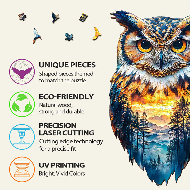 Puzzle en bois Hibou de la forêt