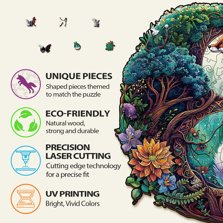 Yin Yang Fuchs-3 Holzpuzzle