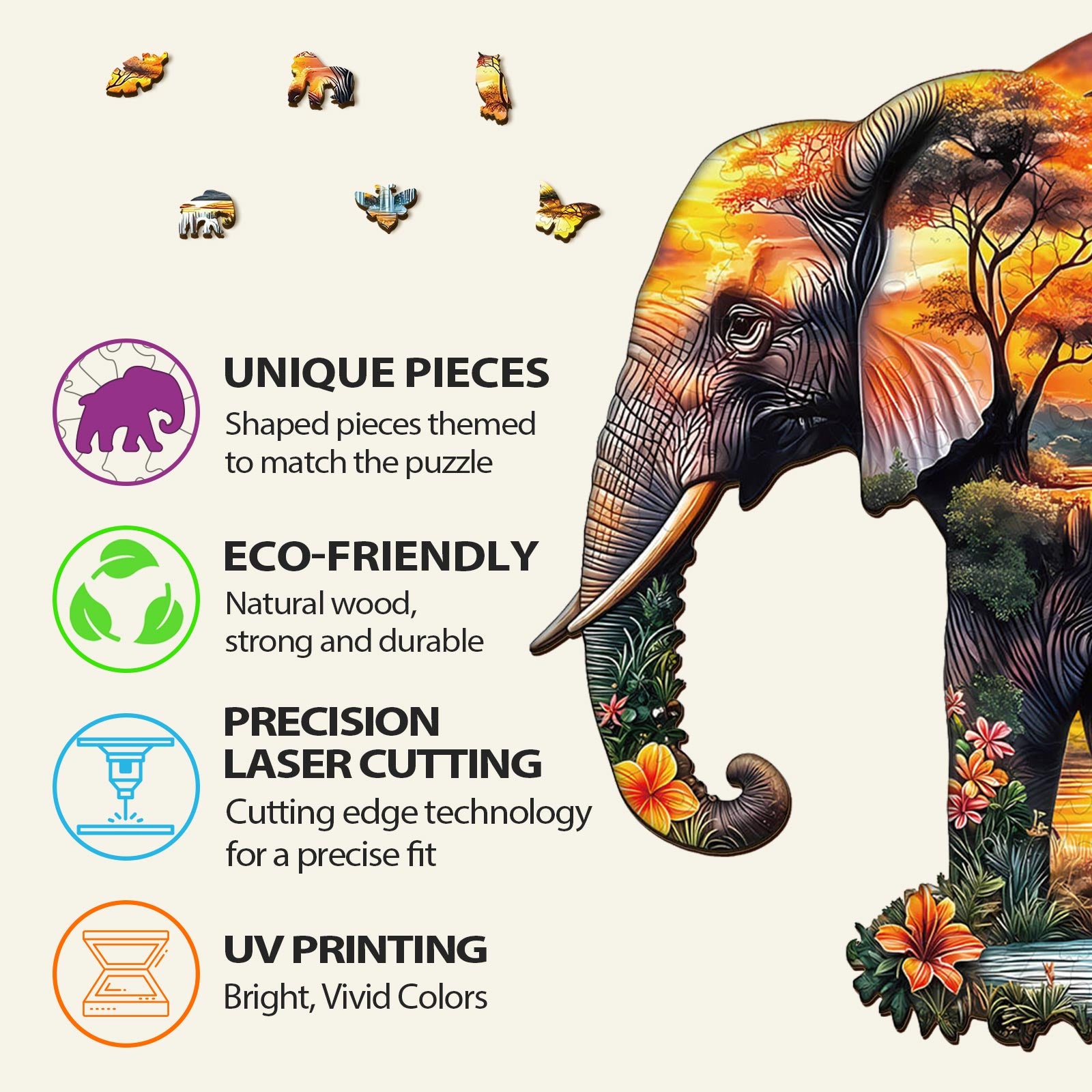 Afrikanischer Elefant Holz-Puzzlespiel