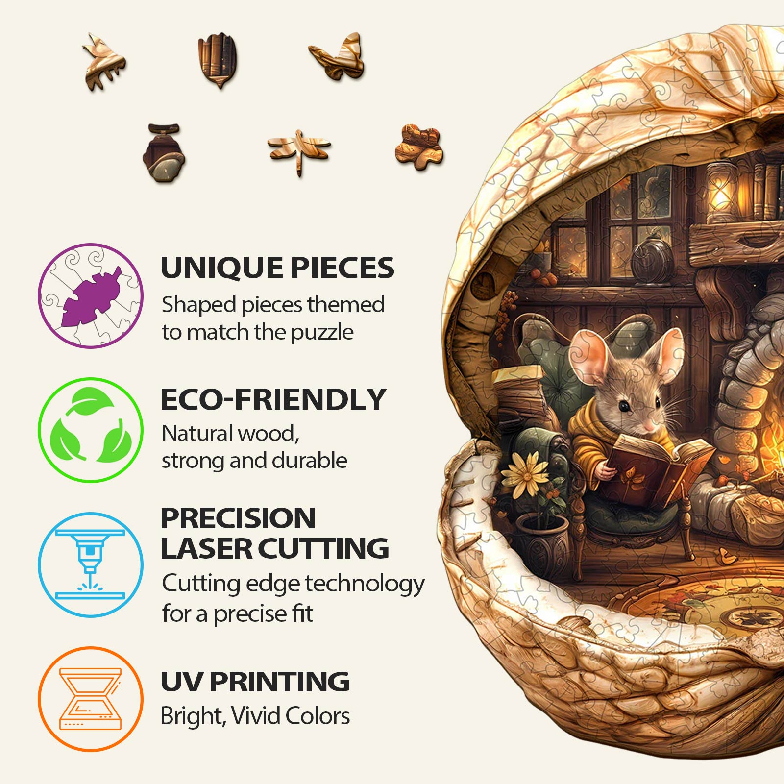 Mouse's Walnut House Wooden Jigsaw Puzzle