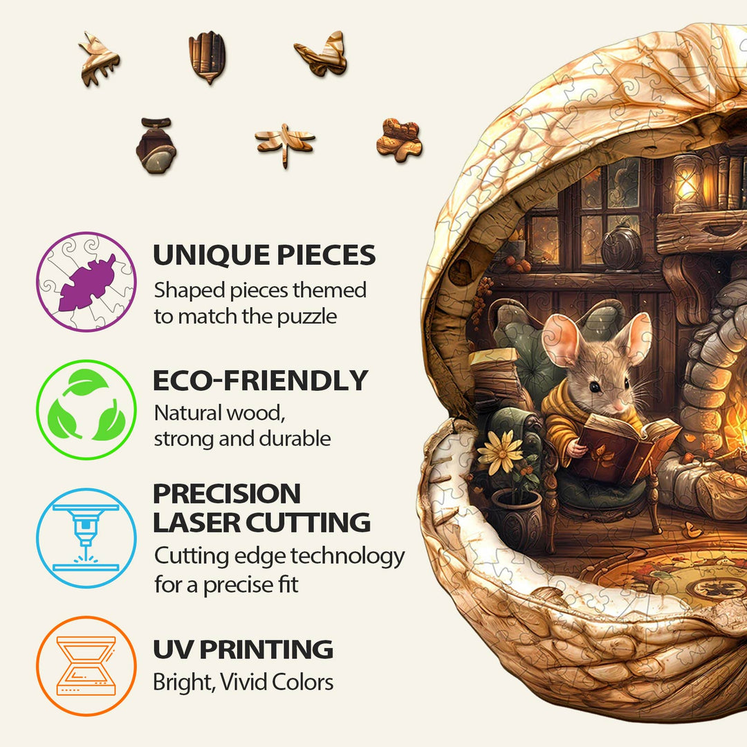 Mouse's Walnut House Wooden Jigsaw Puzzle