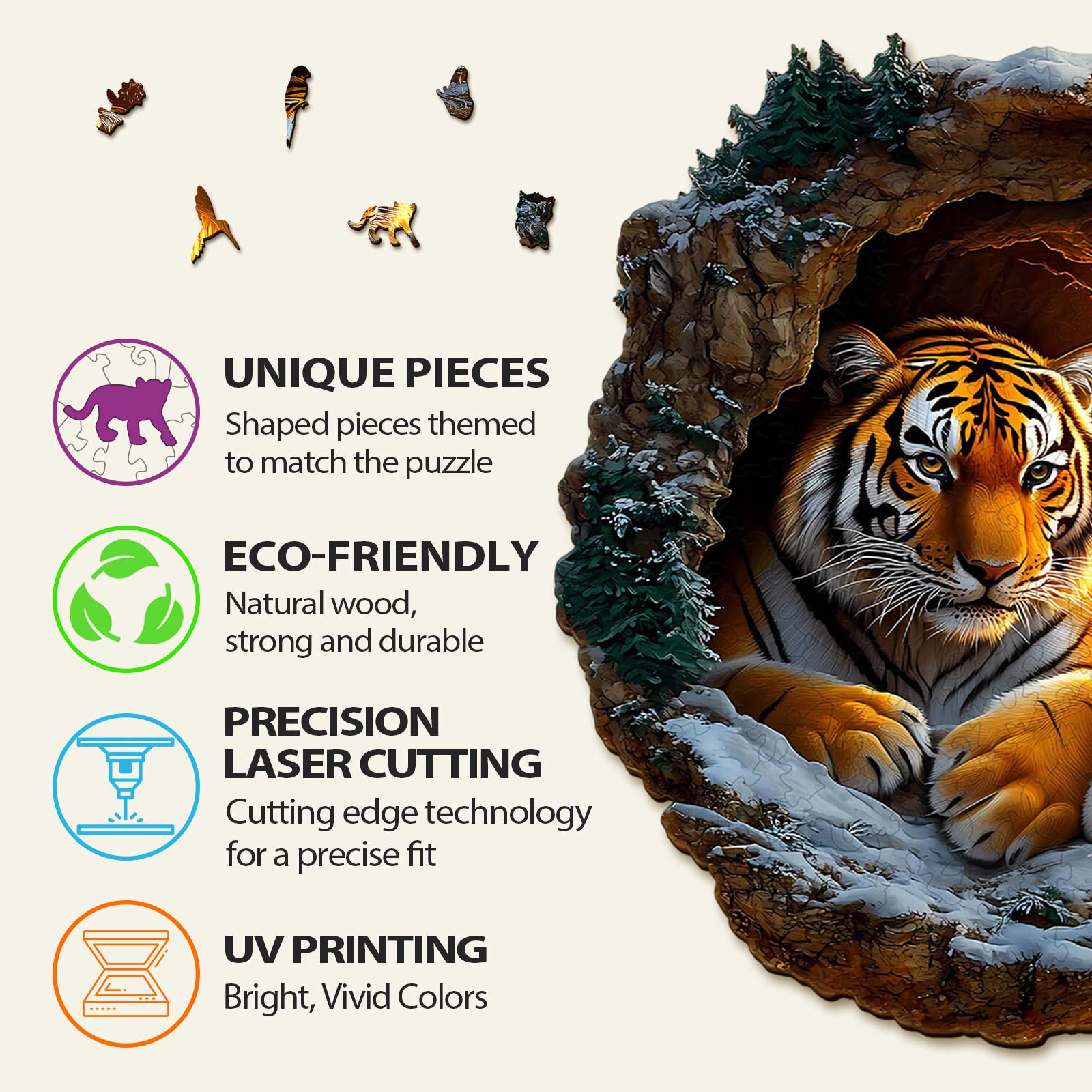 Puzzle en bois 3D Famille de tigres-2