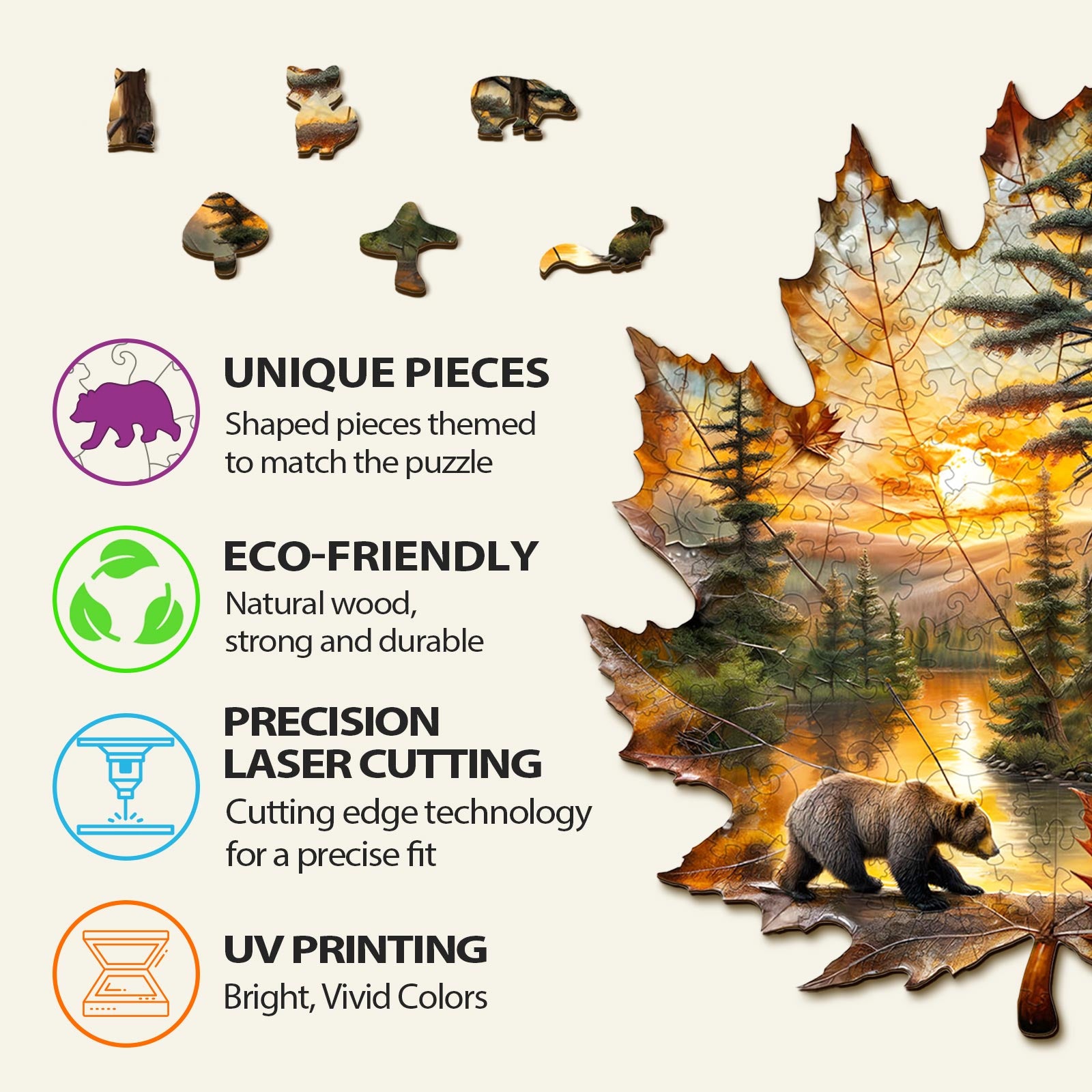 Puzzle en bois d'automne de l'ours brun