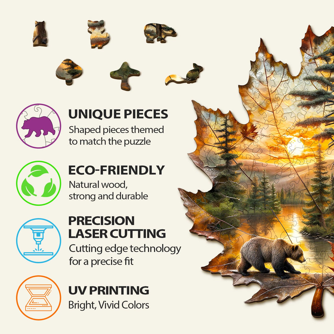 Braunbären Herbst Holzpuzzle