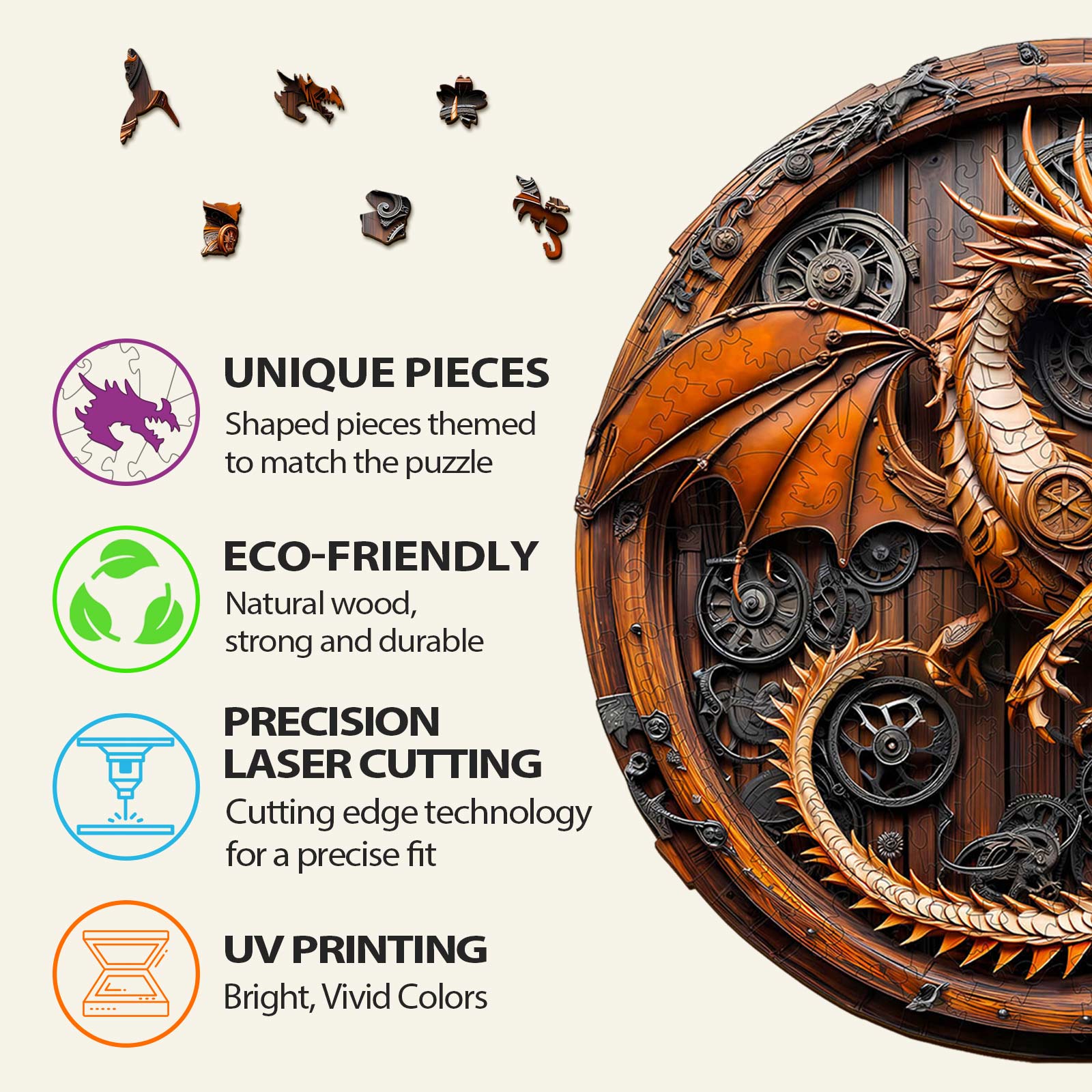 Puzzle en bois 3D Dragon Mécanique-1