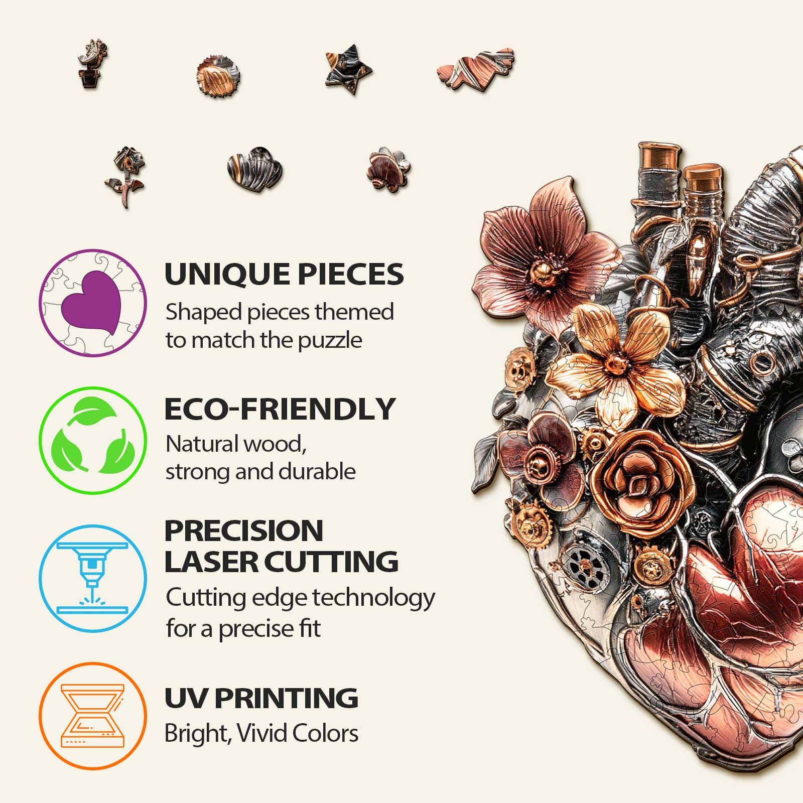 3D Mechanical Heart Wooden Jigsaw Puzzle