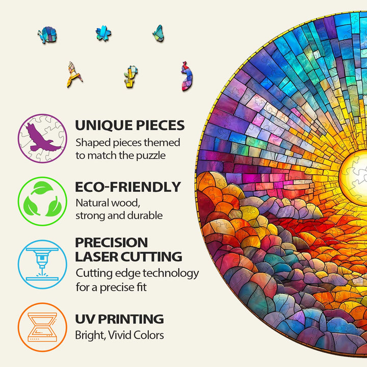 Buntglas Regenbogen Holzpuzzle