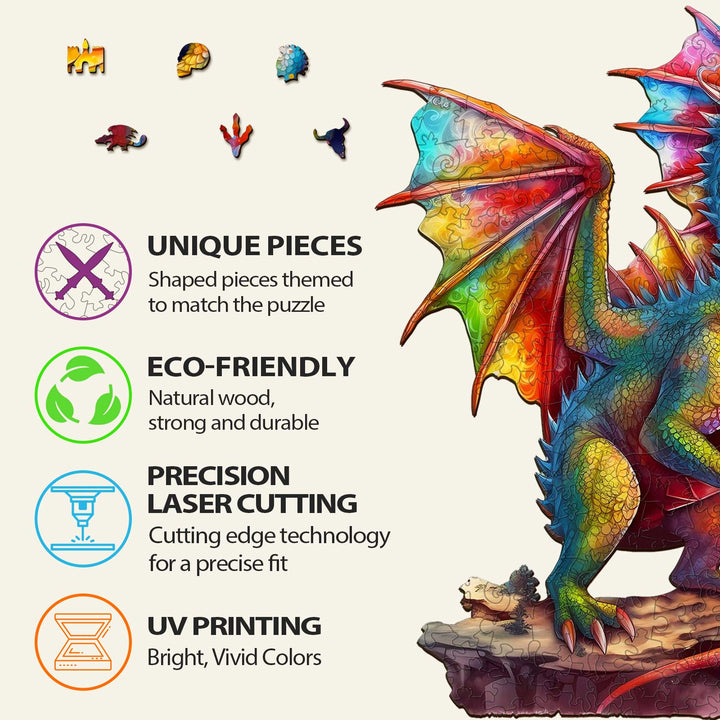 Puzzle en bois Dragon Coloré-2