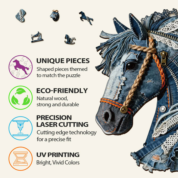 Denim Horse Wooden Jigsaw Puzzle