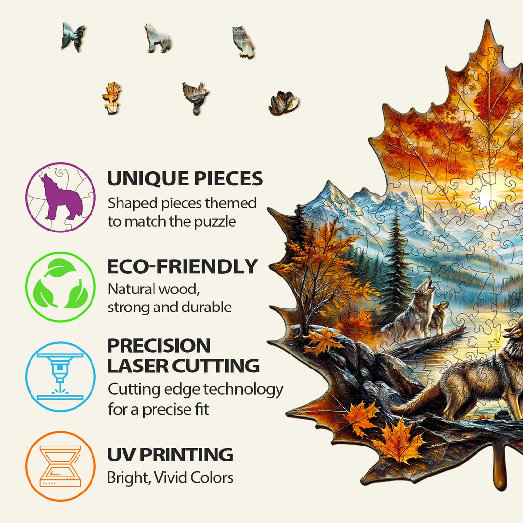 Puzzle en bois automnal Wolf King
