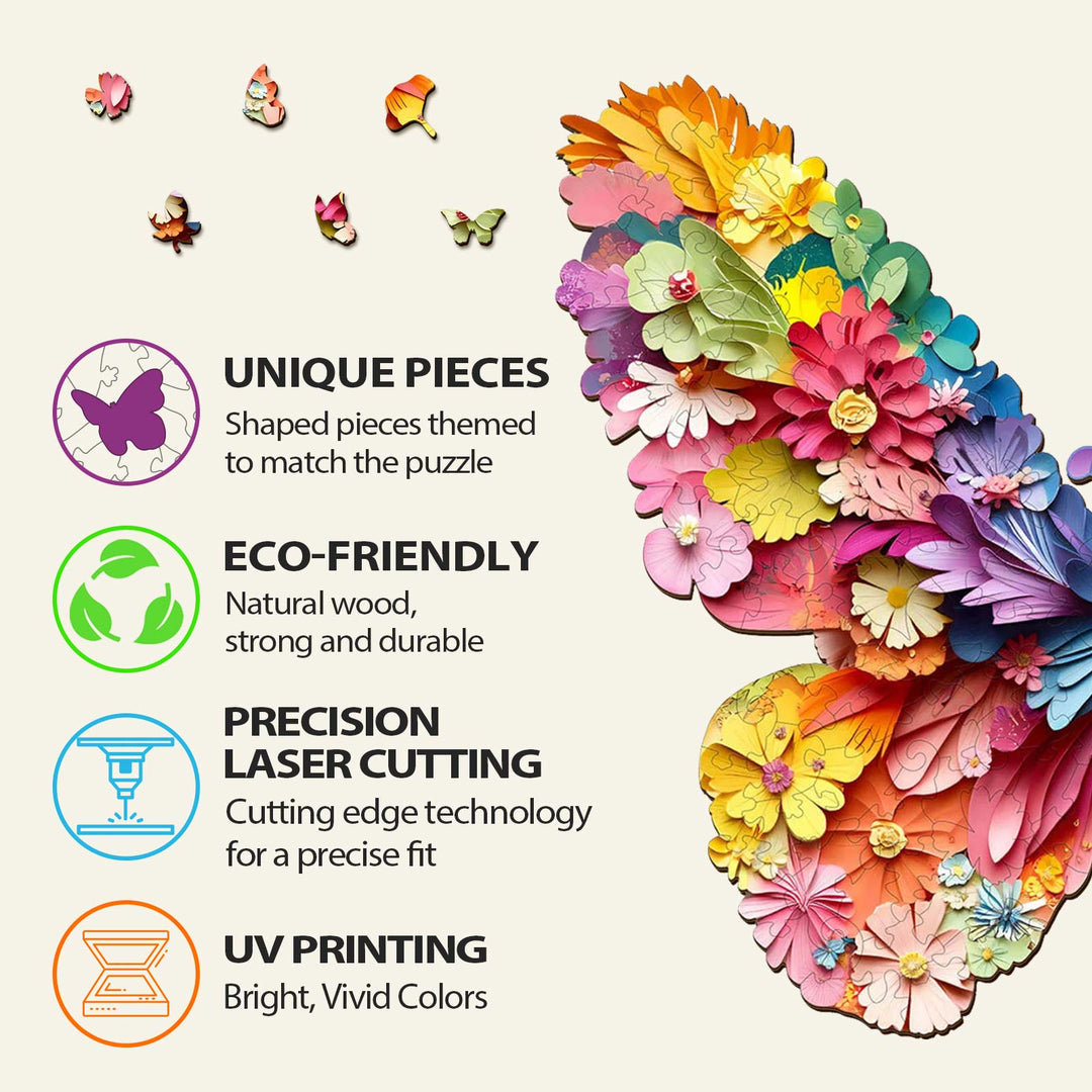 3D Buntes Schmetterling Holzpuzzle