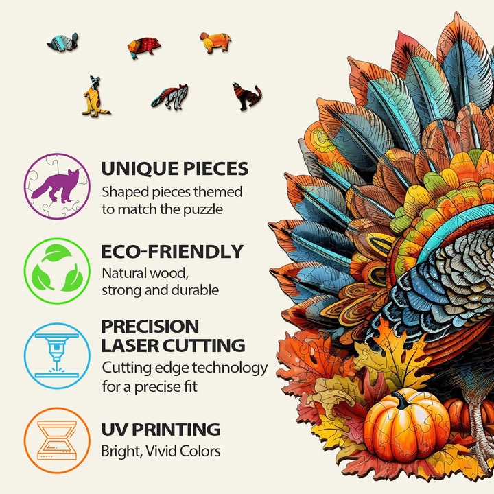 Rompecabezas de Madera de Pavo Colorido