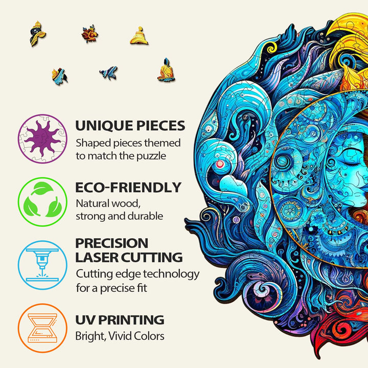 Puzzle en bois Soleil et Lune