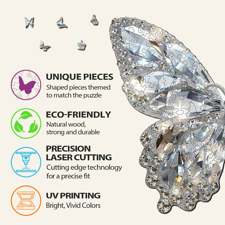 Diamond Butterfly Wooden Jigsaw Puzzle