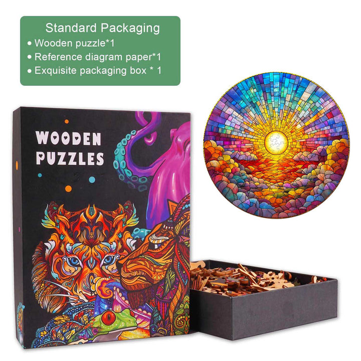 Buntglas Regenbogen Holzpuzzle