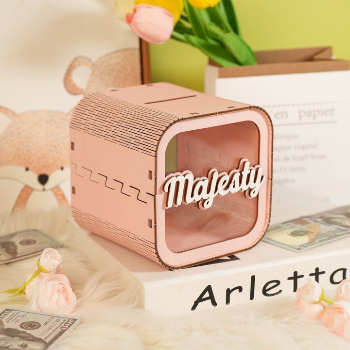 Personalized Wooden Piggy Bank for Kids