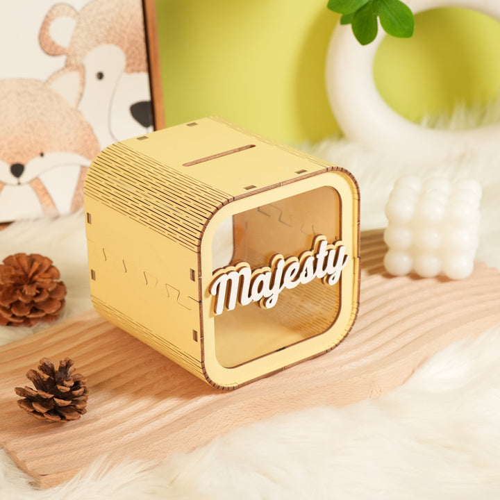 Personalized Wooden Piggy Bank for Kids