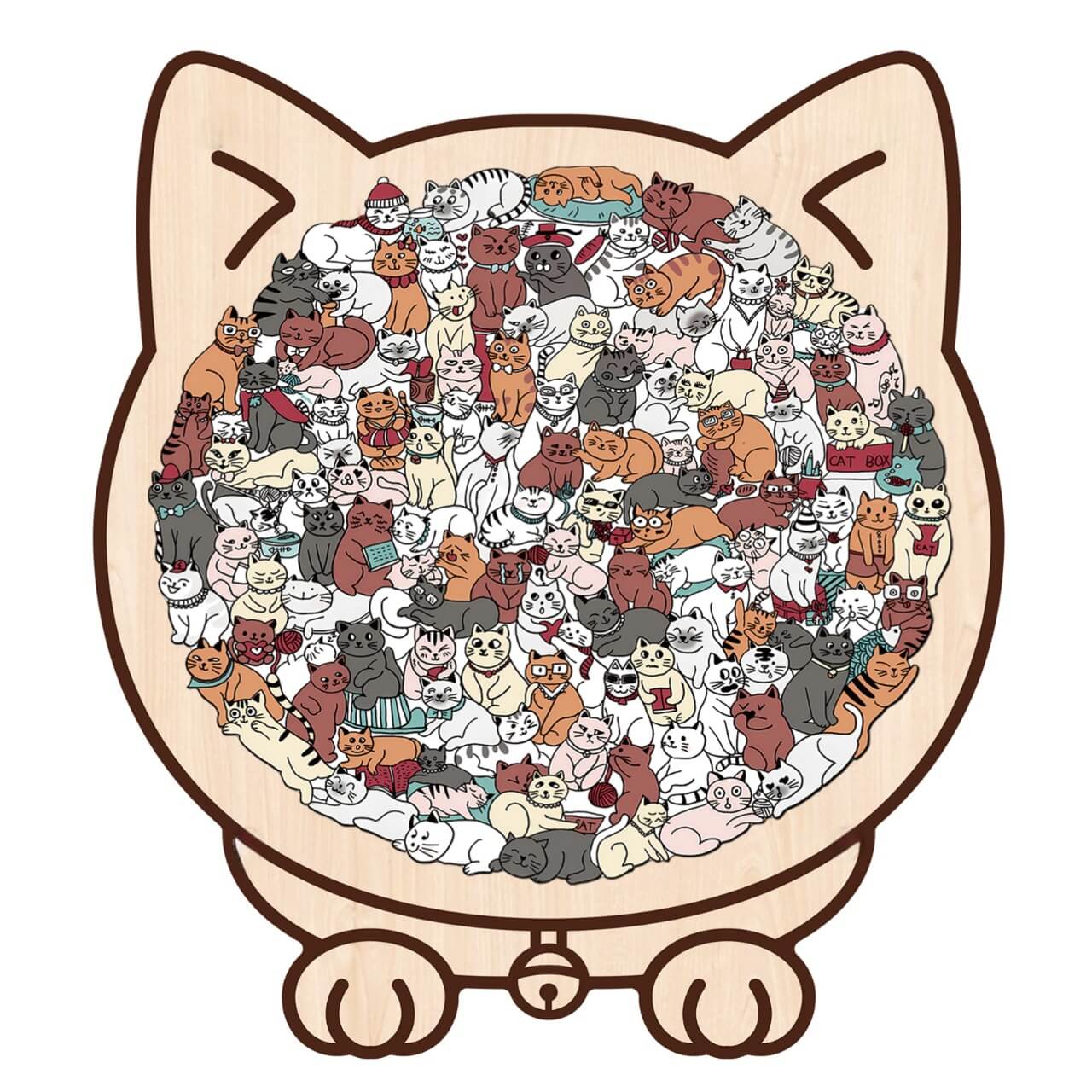 Morandi-Colored Cute Cat Shaped Wooden Jigsaw Puzzle