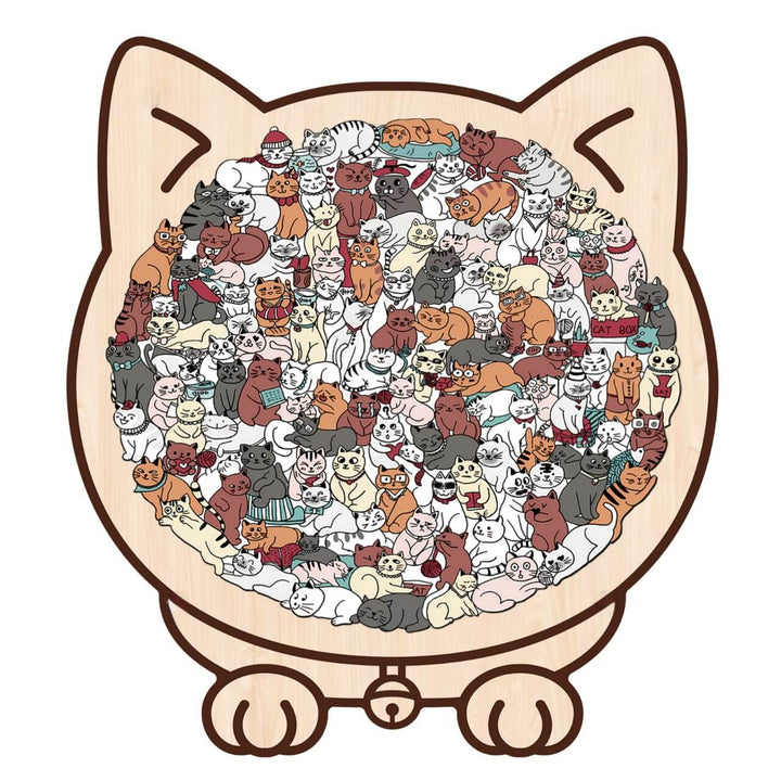 Morandi-Colored Cute Cat Shaped Wooden Jigsaw Puzzle