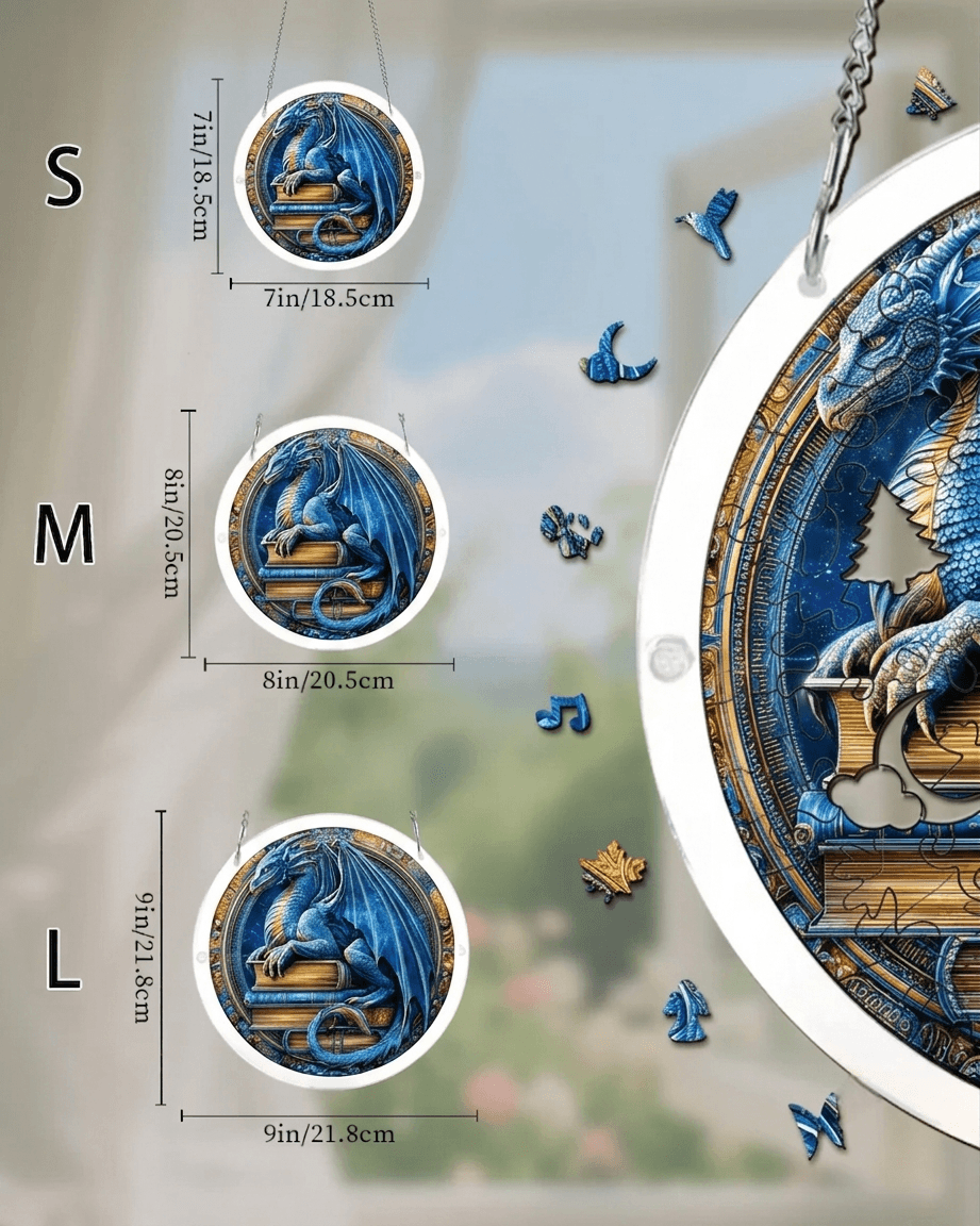 Acrylic Jigsaw Puzzle Suncatcher - Dragon Realm Library