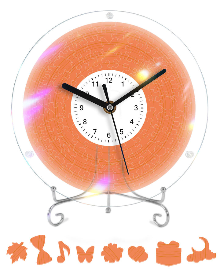 DIY Acrylpuzzle-Uhr Bausatz - Lebhaftes Orange
