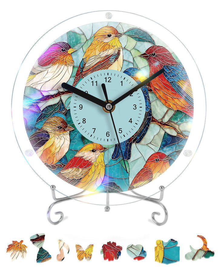 DIY Acrylpuzzle-Uhr Bausatz - Vögel in Harmonie