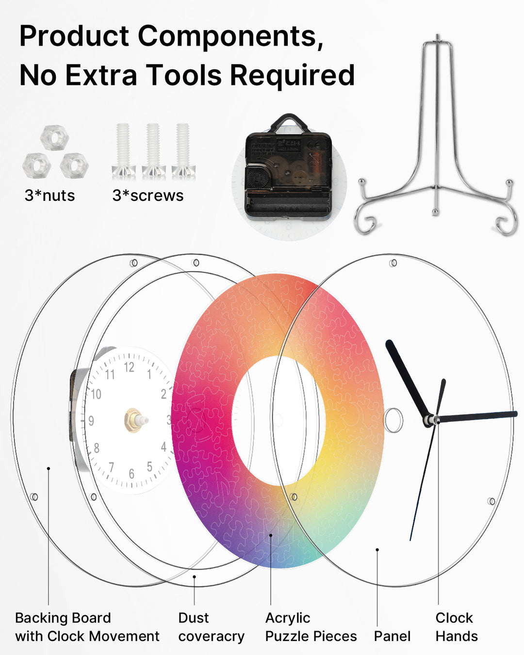 Kit DIY Horloge Puzzle Acrylique - Flou Chromatique