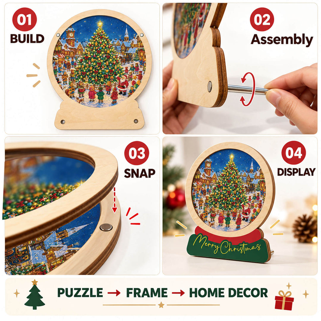Magnetic Frame Wooden Puzzle - Village Celebration