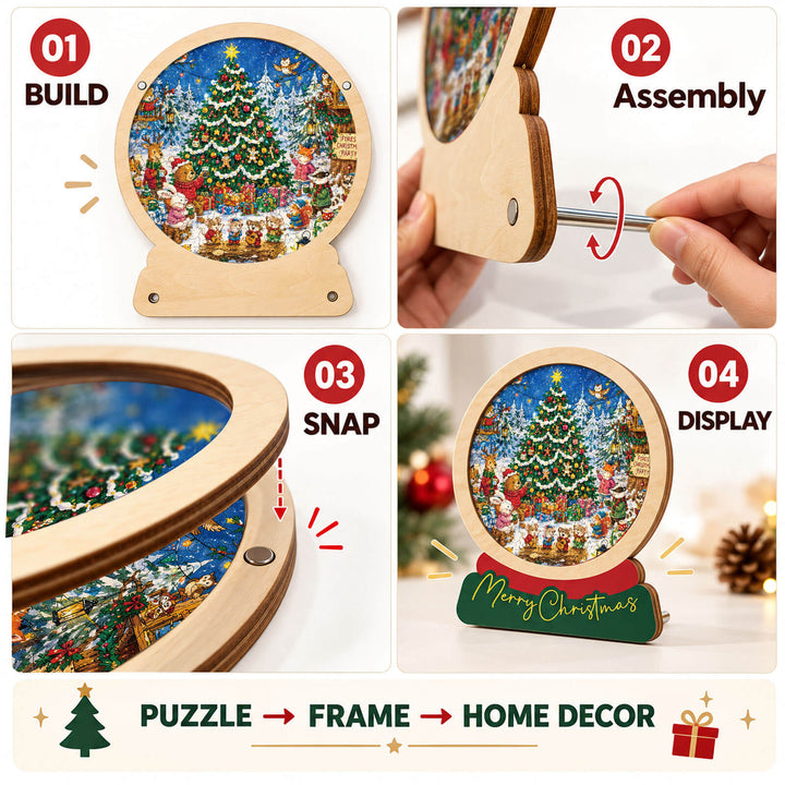 Magnetic Frame Wooden Puzzle - Woodland Noel