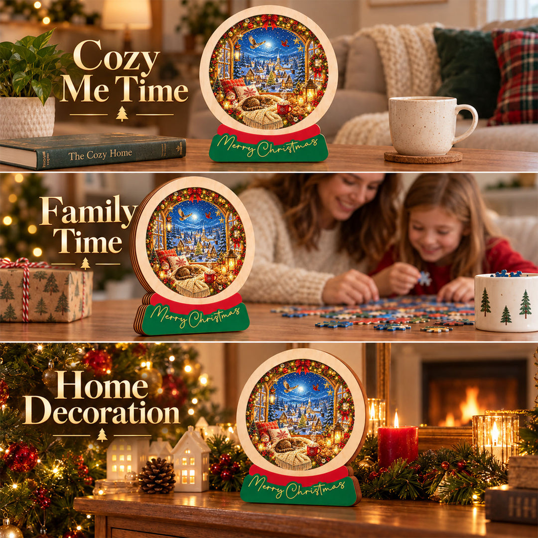 Magnetic Frame Wooden Puzzle - Cozy Christmas Nook