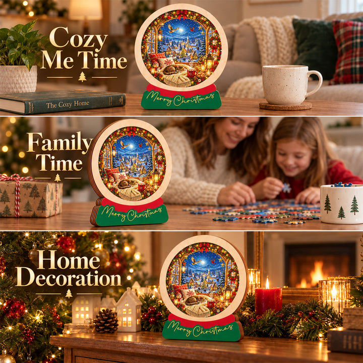 Magnetic Frame Wooden Puzzle - Cozy Christmas Nook