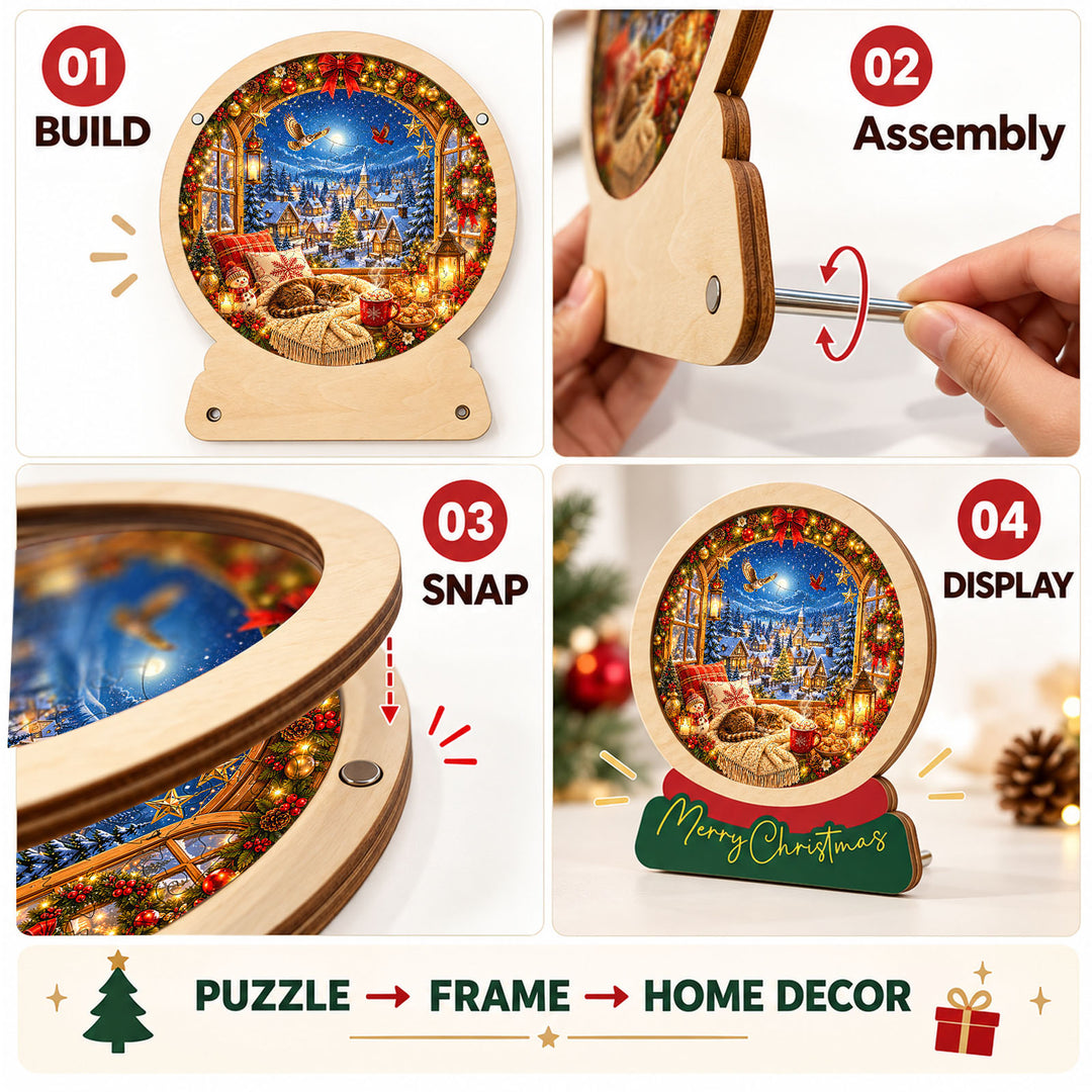Magnetic Frame Wooden Puzzle - Cozy Christmas Nook