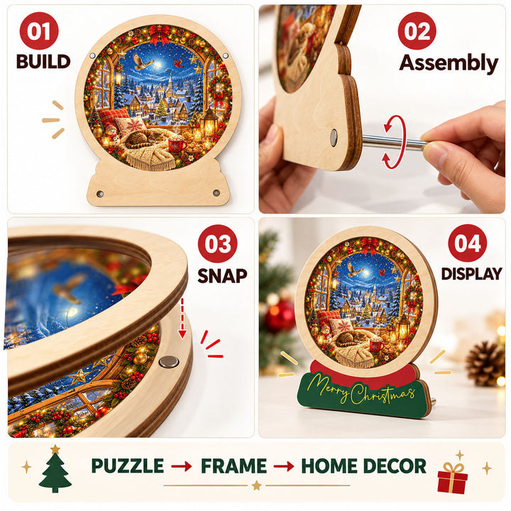 Magnetic Frame Wooden Puzzle - Cozy Christmas Nook