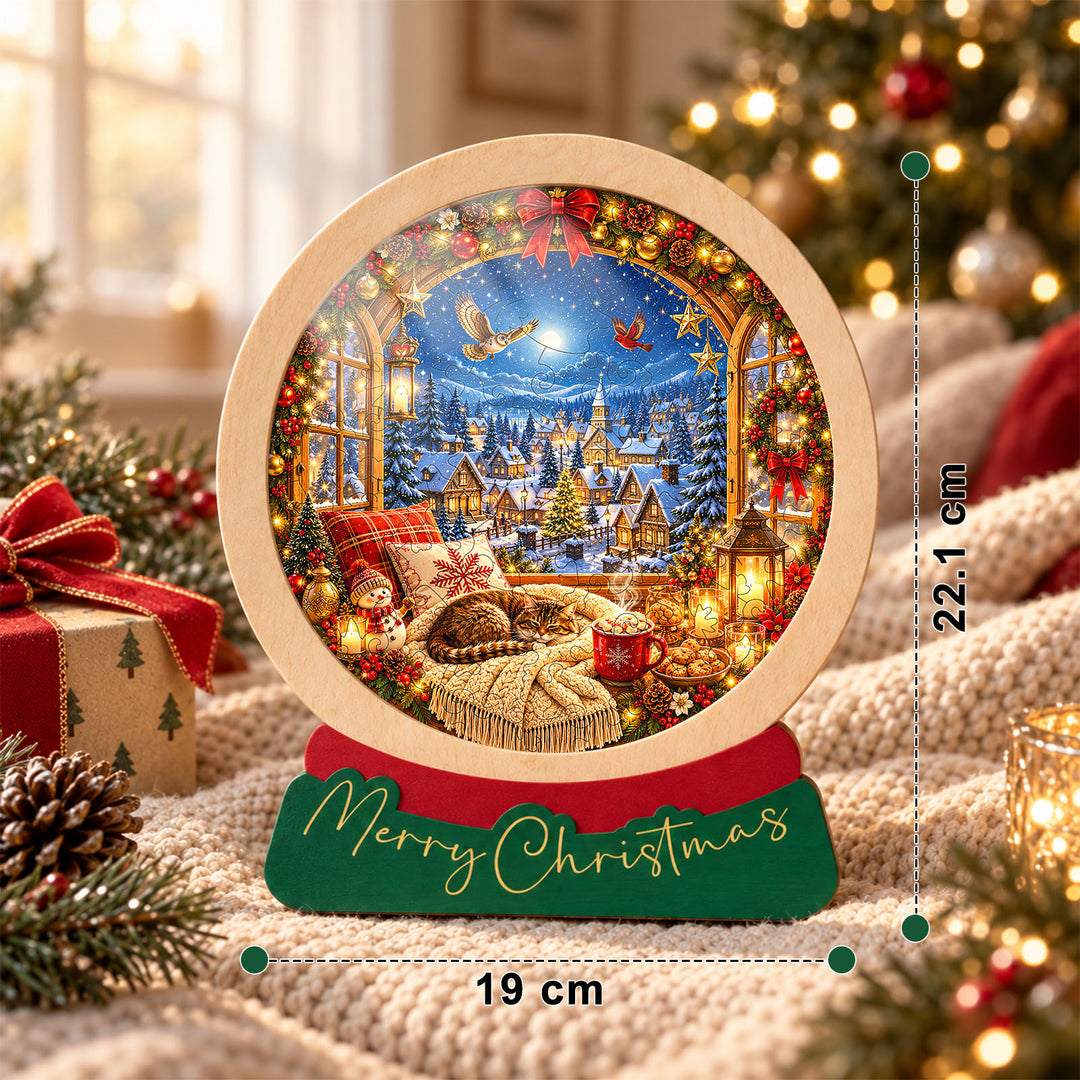 Magnetic Frame Wooden Puzzle - Cozy Christmas Nook