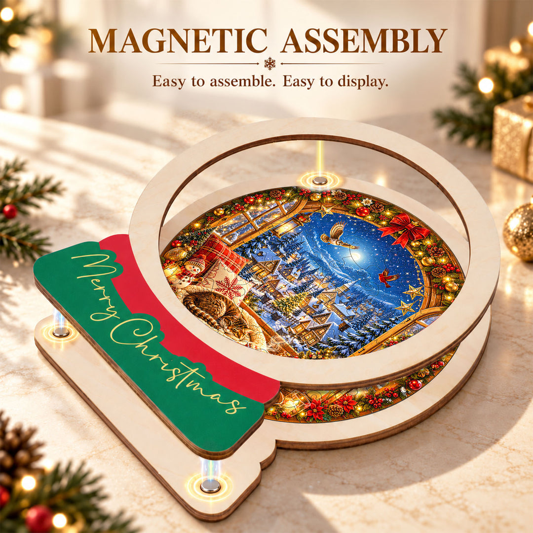 Magnetic Frame Wooden Puzzle - Cozy Christmas Nook