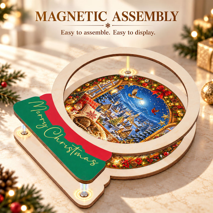 Magnetic Frame Wooden Puzzle - Cozy Christmas Nook