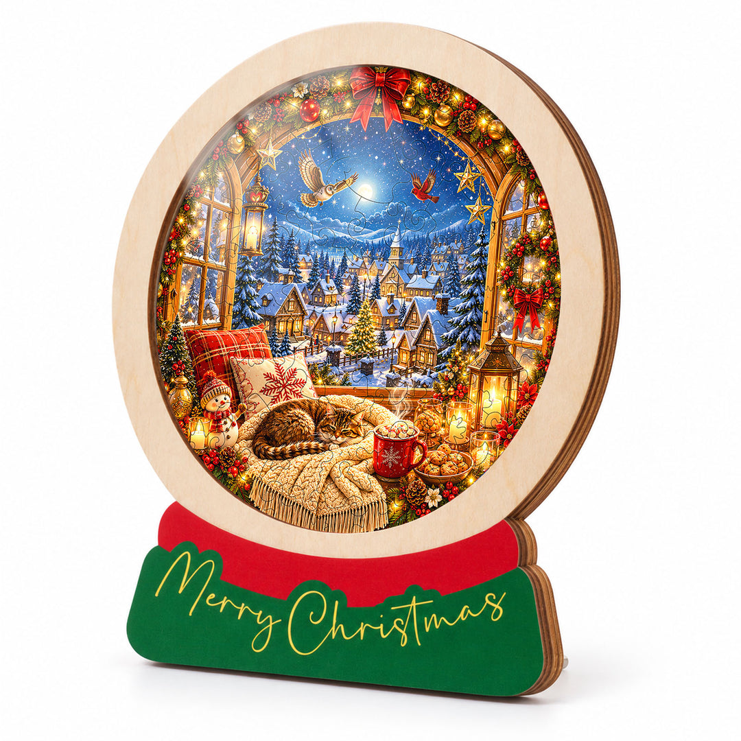 Magnetic Frame Wooden Puzzle - Cozy Christmas Nook