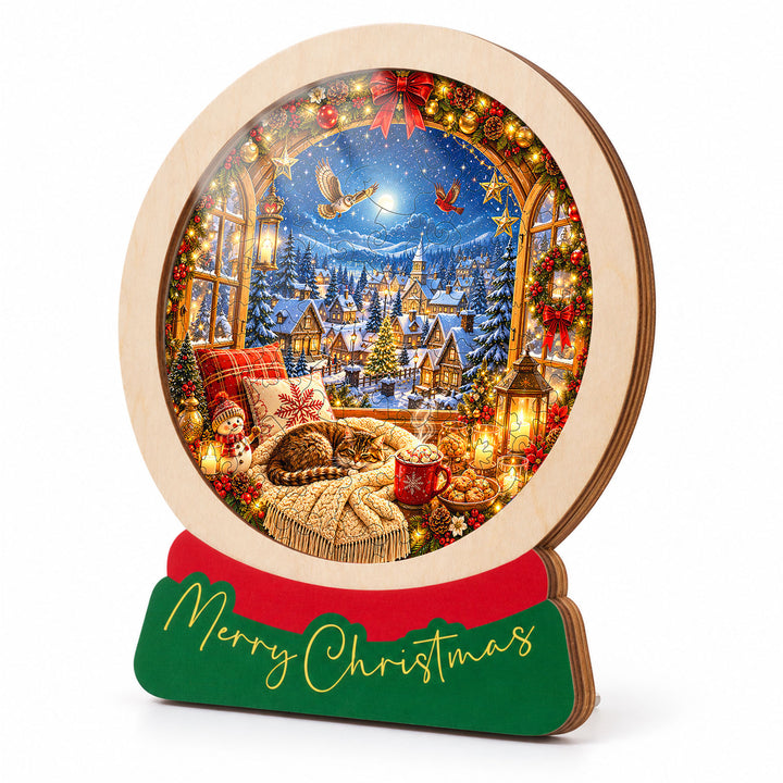 Magnetic Frame Wooden Puzzle - Cozy Christmas Nook