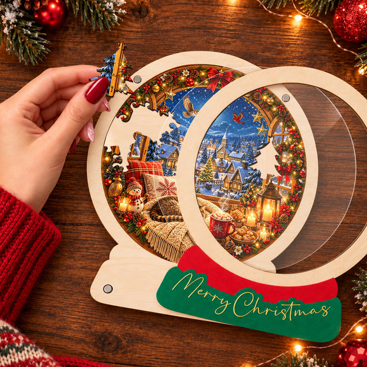 Magnetic Frame Wooden Puzzle - Cozy Christmas Nook