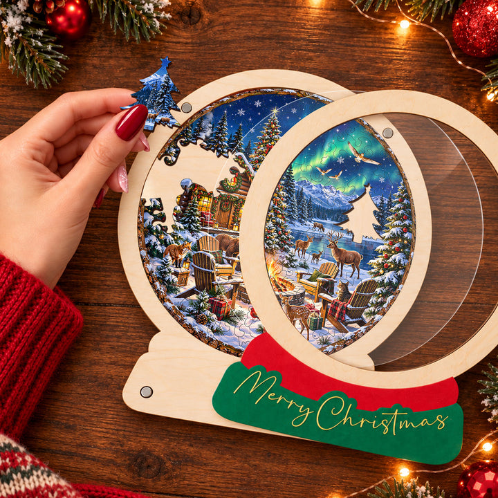 Magnetic Frame Wooden Puzzle - Aurora Christmas Camp