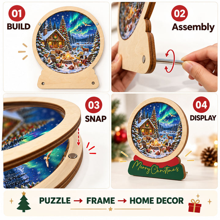 Magnetic Frame Wooden Puzzle - Aurora Christmas Camp