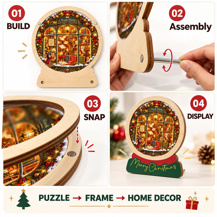 Magnetic Frame Wooden Puzzle - Enchanted Christmas Bookshop