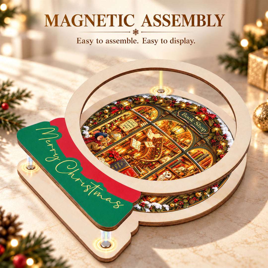 Magnetic Frame Wooden Puzzle - Enchanted Christmas Bookshop