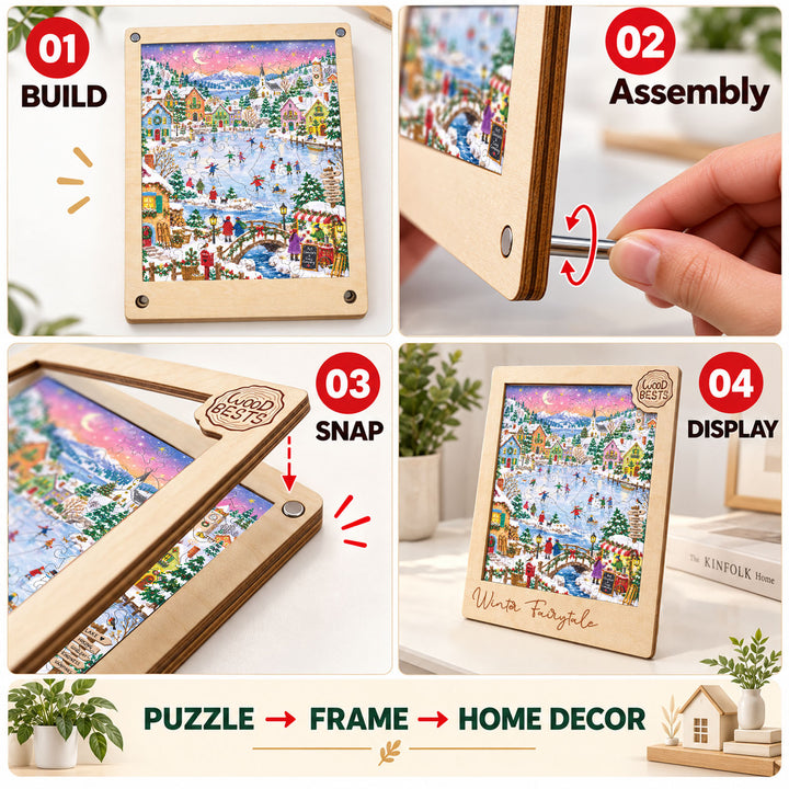 Magnetic Frame Wooden Puzzle - Winter Fairytale