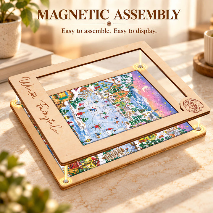 Magnetic Frame Wooden Puzzle - Winter Fairytale