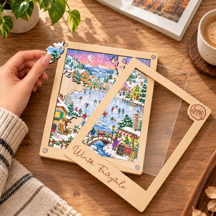 Magnetic Frame Wooden Puzzle - Winter Fairytale