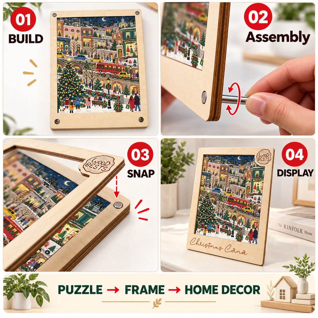 Magnetic Frame Wooden Puzzle - Christmas Corner