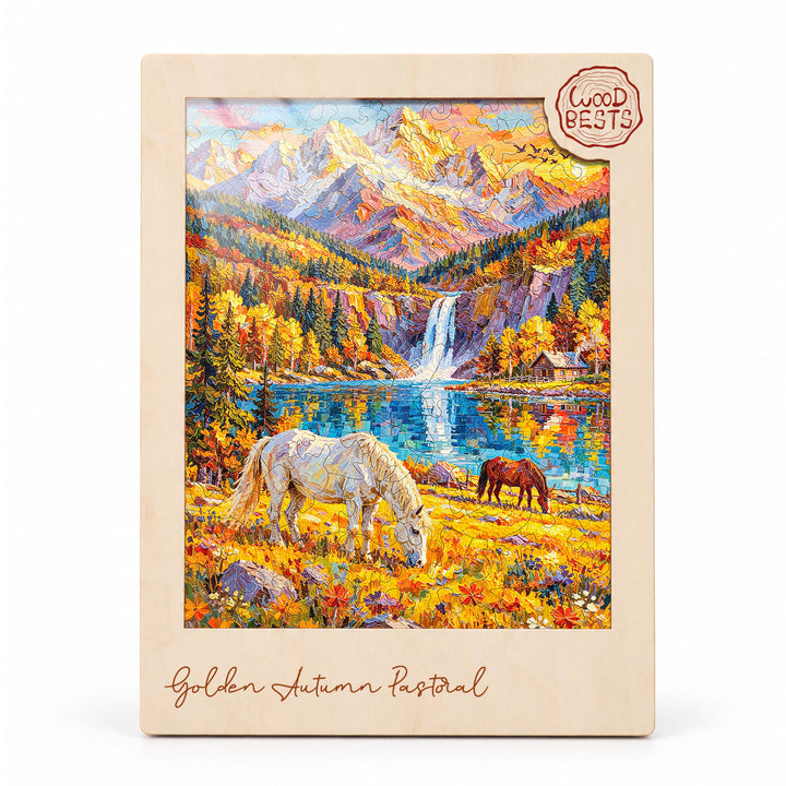 Magnetic Frame Wooden Puzzle - Golden Autumn Pastoral