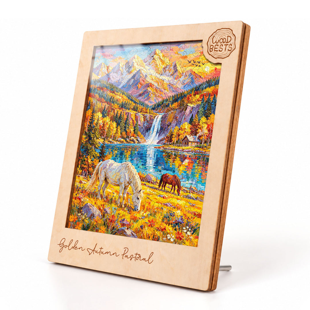 Magnetic Frame Wooden Puzzle - Golden Autumn Pastoral