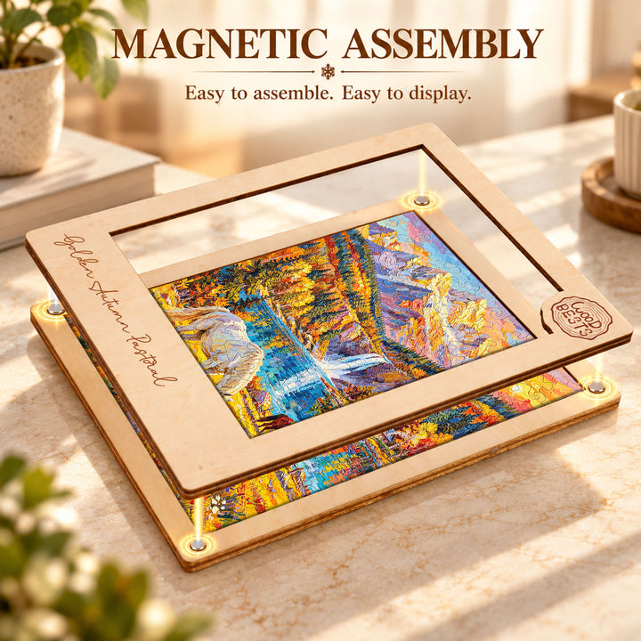 Magnetic Frame Wooden Puzzle - Golden Autumn Pastoral